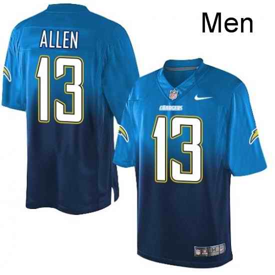 Men Nike Los Angeles Chargers 13 Keenan Allen Elite Electric BlueNavy Fadeaway NFL Jersey